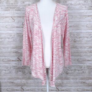 Merona Open Front Cardigan L Heathered Coral 159A